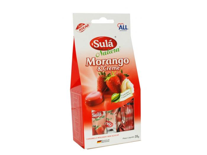 bala caramelo morango box.jpg - Caramelo Moldado Sem Açucar Sabor Morango & Creme 3g 
